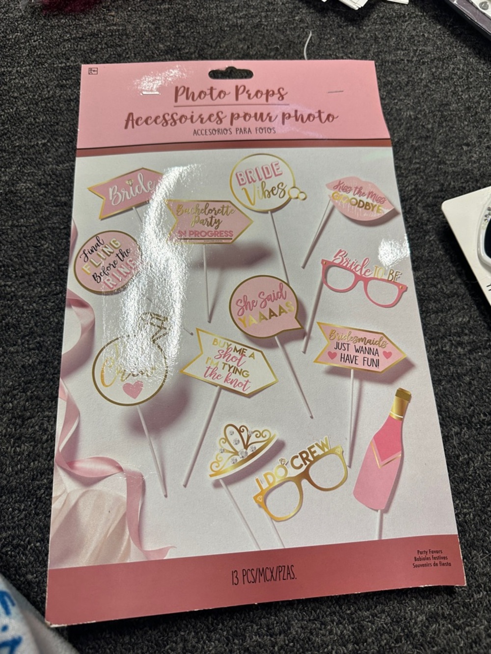 Photo Props Bachelorette Party Set - Pink and Gold